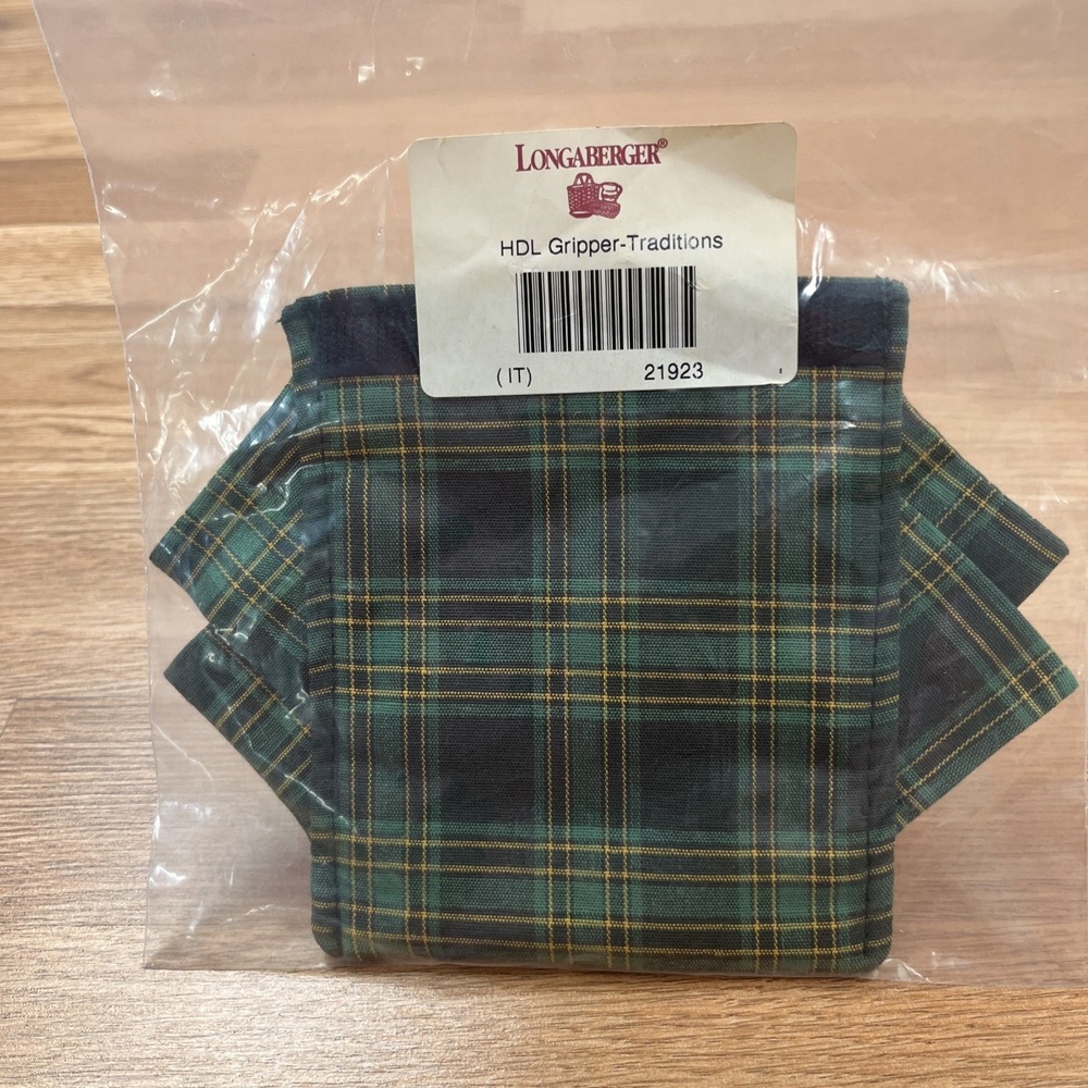 Longaberger Fabric Handle Gripper in Traditions Plaid 21923 NEW